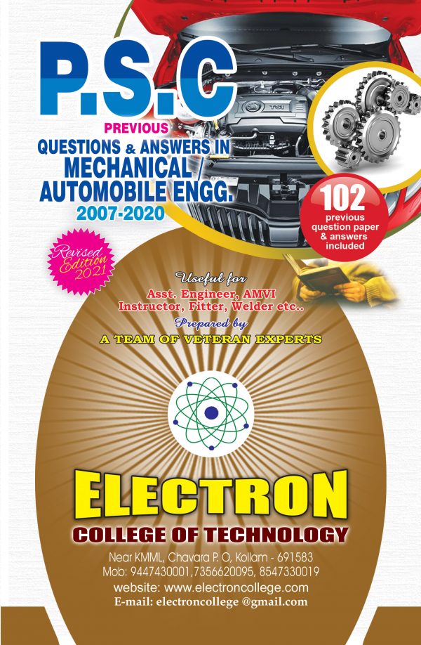 PSC PREVIOUS QUESTION AND ANSWERS IN MECHANICAL / AUTOMOBILE ENGINEERING